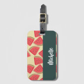 Étiquette À Bagage Pink watermelon slices on yellow (Devant Vertical)