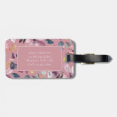 Étiquette À Bagage Pinki Floral Motif Or Monogramme (Dos horizontal)