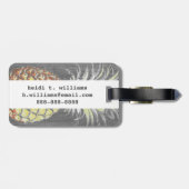 Étiquette À Bagage Pinneappa jaune tropical sur gris (Dos horizontal)