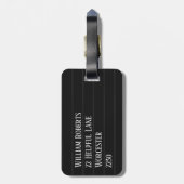 Étiquette À Bagage Pinstripes noires (Dos Vertical)