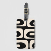 Étiquette À Bagage Piquet Midsiècle Abstrait Minimal Noir et Crème (Devant Vertical)