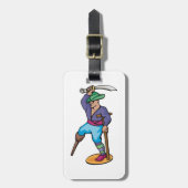 Étiquette À Bagage Pirate avec jambe de bois et épée (Devant Vertical)