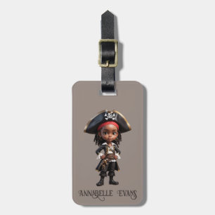 Étiquette À Bagage Pirate Fille Noire Mignonne Personnaliser