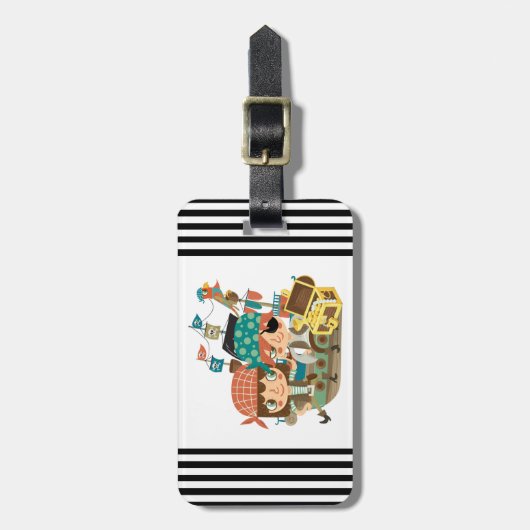 Étiquette À Bagage Pirates avec le trésor (Devant Vertical)