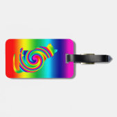 Étiquette À Bagage Pirouette d'arc-en-ciel formée par chat (Dos horizontal)