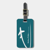 Étiquette À Bagage Piste de l'avion, Carte du monde, Bleu (Devant Vertical)