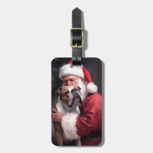 Étiquette À Bagage Pitbull avec le Père Noël Fête de Noël