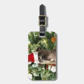 Étiquette À Bagage Pitbull Chien Arbre de Noël Ornements Snowman (Devant Vertical)