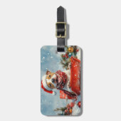 Étiquette À Bagage Pitbull Chien dans la boue Laisser il neige Noël (Devant Vertical)