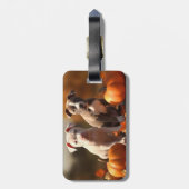 Étiquette À Bagage Pitbull Chiot Automne Citrouille de plaisir (Dos Vertical)