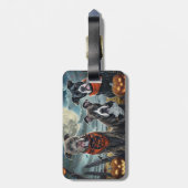 Étiquette À Bagage Pitbull Halloween Éffrayant (Dos Vertical)