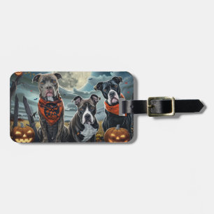 Étiquette À Bagage Pitbull Halloween Épouvantable
