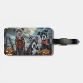 Étiquette À Bagage Pitbull Halloween Épouvantable (Dos horizontal)