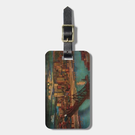 Étiquette À Bagage Pittsburgh Par Moonlight (Devant Vertical)