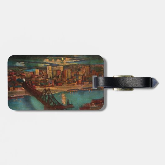Étiquette À Bagage Pittsburgh Par Moonlight (Dos horizontal)