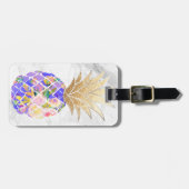Étiquette À Bagage PixDezines Aloha Ananas+Marbre blanc (Devant horizontal)