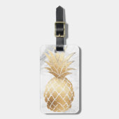 Étiquette À Bagage PixDezines Aloha Ananas+Marbre blanc (Devant Vertical)