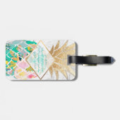 Étiquette À Bagage PixDezines Aloha Ananas+Marbre blanc (Dos horizontal)