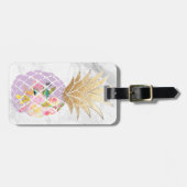 Étiquette À Bagage PixDezines Aloha Ananas+Marbre blanc (Devant horizontal)