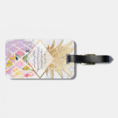 Étiquette À Bagage PixDezines Aloha Ananas+Marbre blanc (Dos horizontal)