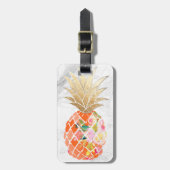 Étiquette À Bagage PixDezines Aloha Ananas+Marbre blanc (Devant Vertical)