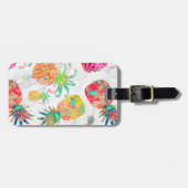 Étiquette À Bagage PixDezines Aloha Ananas+Marbre blanc (Devant horizontal)