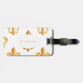 Étiquette À Bagage PixDezines fleur de lis/faux or/do-it-yourself arr (Dos horizontal)