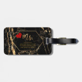 Étiquette À Bagage PixDezines M. MARBLE NOIR+OR FAUX (Dos horizontal)