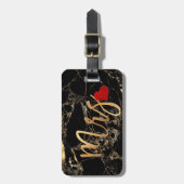 Étiquette À Bagage PixDezines MRS MARBRE NOIR+OR FAUX (Devant Vertical)