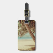 Étiquette À Bagage PixDezines Plage hawaïenne vintage+cocotiers (Devant Vertical)