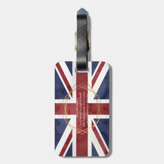 Étiquette À Bagage PIXDEZINES UNION JACK + do-it-yourself MONOGRAM (Dos Vertical)
