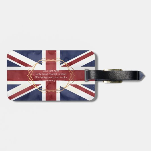 Étiquette À Bagage PIXDEZINES UNION JACK + do-it-yourself MONOGRAM (Dos horizontal)