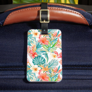 Étiquette À Bagage PixDezines Vintage Pastel H2 Hawaii Floral Foliage