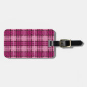 Étiquette À Bagage Pixel Plaid_Magenta-Black (Devant horizontal)