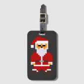 Étiquette À Bagage Pixel Pose Père Noël (Devant Vertical)
