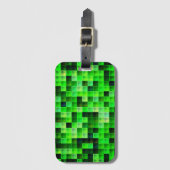 Étiquette À Bagage Pixels de jeu vidéo Motif Carré vert (Devant Vertical)