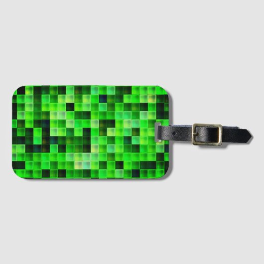 Étiquette À Bagage Pixels de jeu vidéo Motif Carré vert (Devant Horizontal)