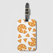 Étiquette À Bagage Pizza et tranches de cool motif sur blanc (Devant Vertical)