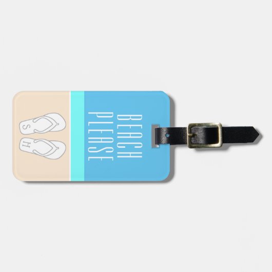 Étiquette À Bagage Plage Abstraite Chic Moderne S'il vous plaît Monog (Devant horizontal)