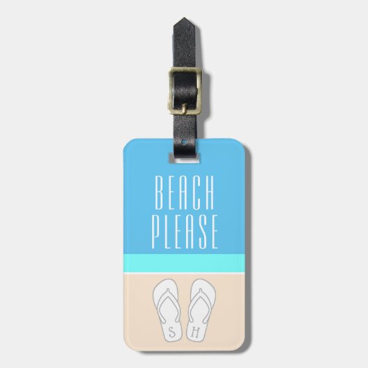 Étiquette À Bagage Plage Abstraite Chic Moderne S'il vous plaît Monog (Devant Vertical)