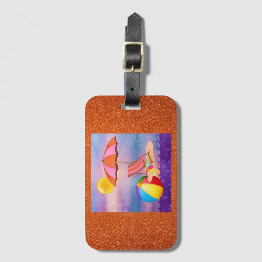 Étiquette À Bagage Plage animée (Devant Vertical)