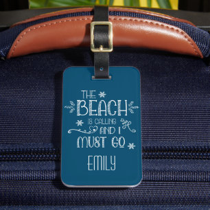 Étiquette À Bagage Plage Appelle I Must Go Nom Adresse Turquoise