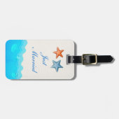 Étiquette À Bagage Plage Avec Mariage Starfish Juste Marié (Devant horizontal)