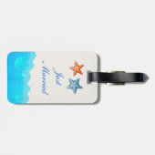 Étiquette À Bagage Plage Avec Mariage Starfish Juste Marié (Dos horizontal)