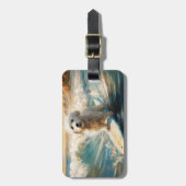 Étiquette À Bagage Plage de Coton De Tulear Peinture de surf (Devant Vertical)