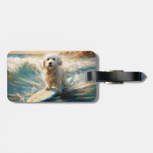 Étiquette À Bagage Plage de Coton De Tulear Peinture de surf (Dos horizontal)