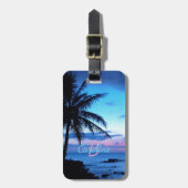 Étiquette À Bagage Plage de l'île tropicale personnalisée Coucher de  (Devant Vertical)