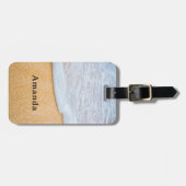 Étiquette À Bagage Plage de sable avec Surf en mousse (Devant horizontal)