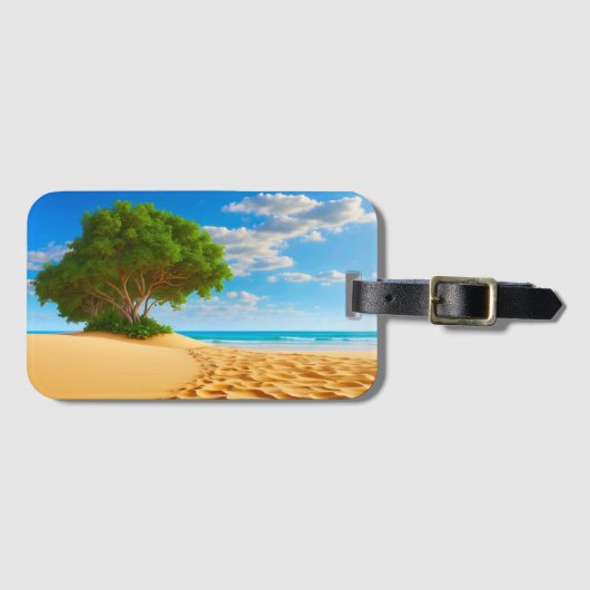 Étiquette À Bagage Plage de sable de l'île tropicale déserte (Devant Horizontal)