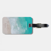 Étiquette À Bagage plage de sable tropical océan l'aventure commence (Dos horizontal)